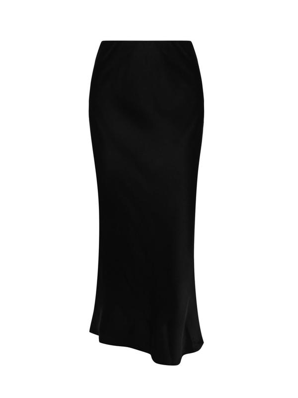 Women's Plain Elastic Waist Satin A Line Skirt, Elegant Fashion Casual Midi Skirt for Daily Outdoor Wear, Ladies Bottoms for All Seasons